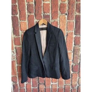 Zara Basic Womens Medium Tweed Blazer 100% Lambswool Elbow Patch Single Breast